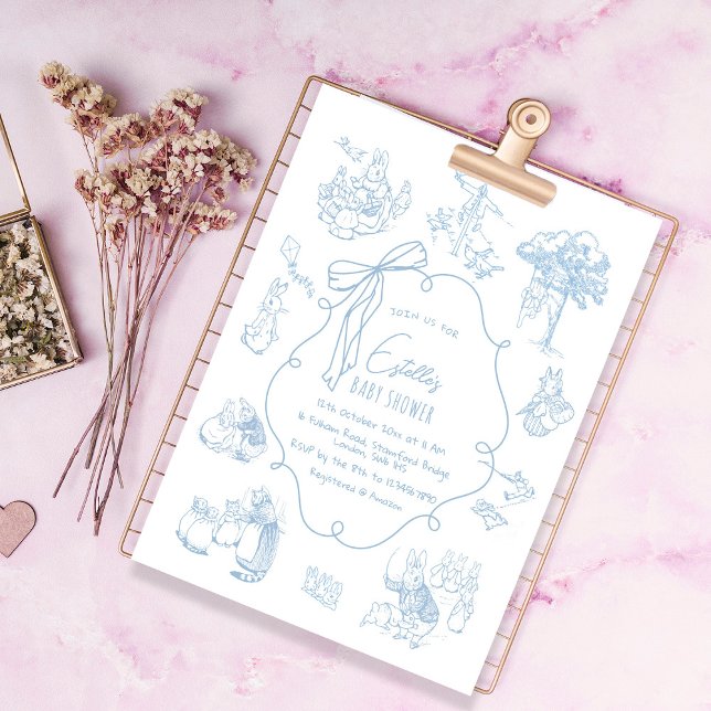 Toile Peter the Rabbit Beatrix Baby Shower Inbjudningar (Skapare uppladdad)