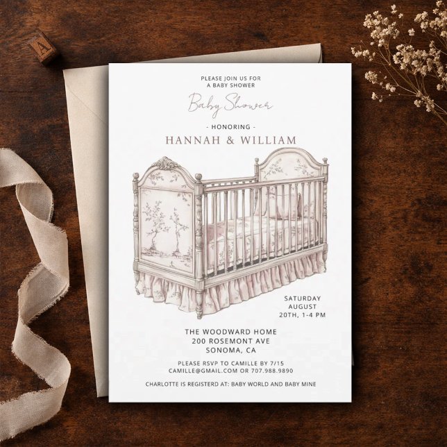 Toile Pink Baby Shower Inbjudningar (Skapare uppladdad)