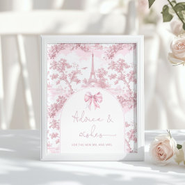 Toile pink Paris advice and wishes for Newlyweds Poster