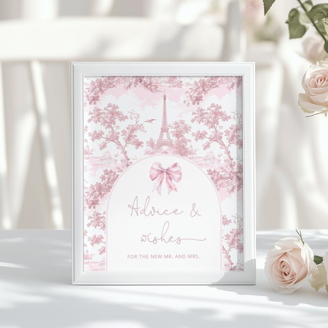 Toile pink Paris advice and wishes for Newlyweds Poster (Skapare uppladdad)