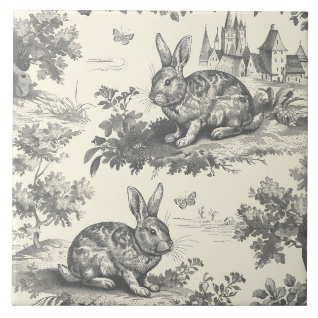 Toile Rabbit Vintage Woodland Kakelplatta (Framsidan)