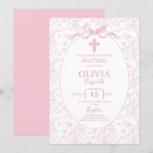 Toile Rosa Baptism Inbjudningar