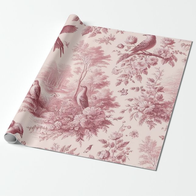 Toile Rosa Vintage mönster Presentpapper (Utrullad)