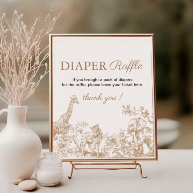 Toile Safari Baby Shower Diaper Raffle Sign Poster (Skapare uppladdad)