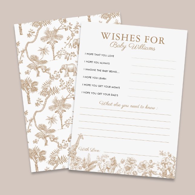 Toile Safari Baby Shower Wishes for Baby Game Card Inbjudningar (Skapare uppladdad)
