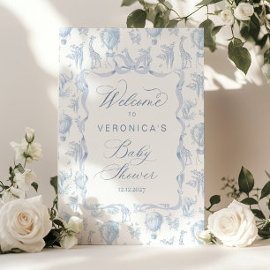 Toile Safari Hur luft-ballongens babydusch Välkomn Poster