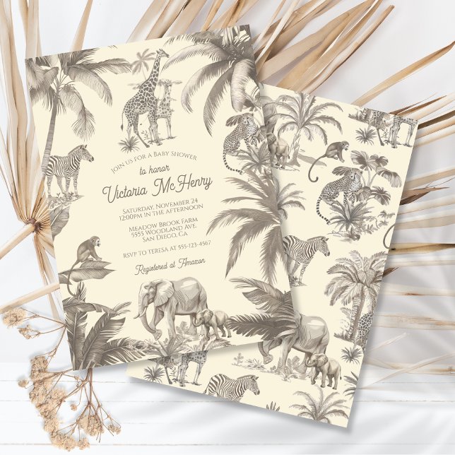 Toile Safari Jungle babydusch Inbjudningar (Skapare uppladdad)