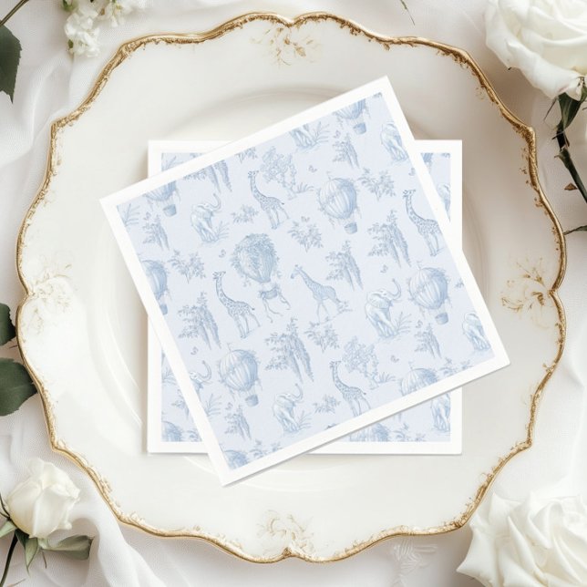 Toile Safari Luftballongs Blue Baby dusch Pappersservett (Skapare uppladdad)