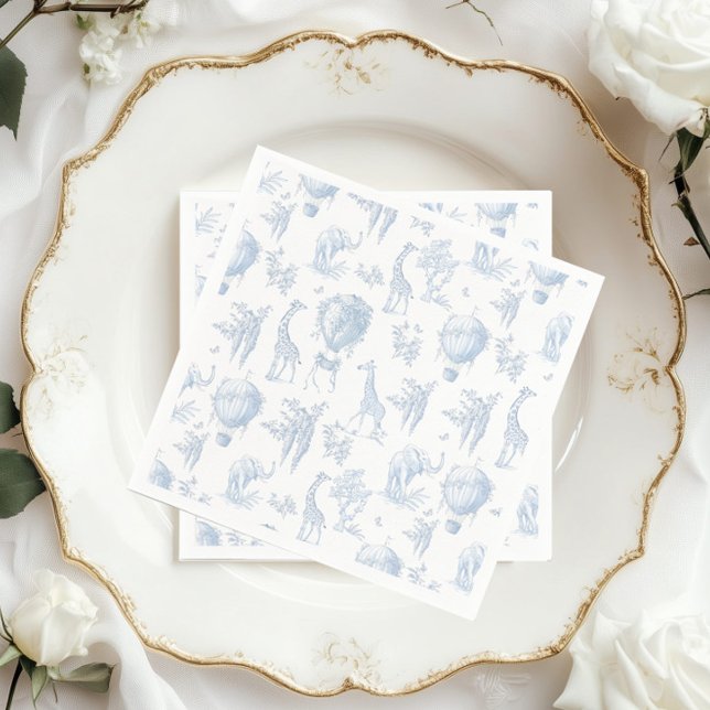 Toile Safari Luftballongs Blue Baby dusch Pappersservett (Skapare uppladdad)