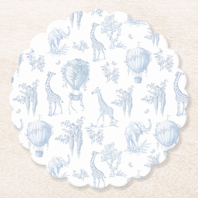 Toile Safari Luftballongs Blue Baby dusch Underlägg Papper (Framsida)