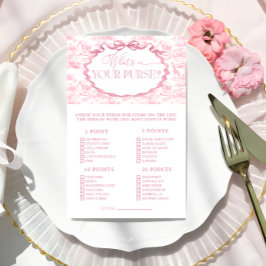 Toile Safari Whare in your Purse Baby Shower Game