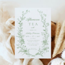 Toile Sage Grönt Eftermiddagstid Tea Party Baby Sh