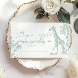 Toile Sage whimsical Safari Diaper raffle biljett Tilläggskort