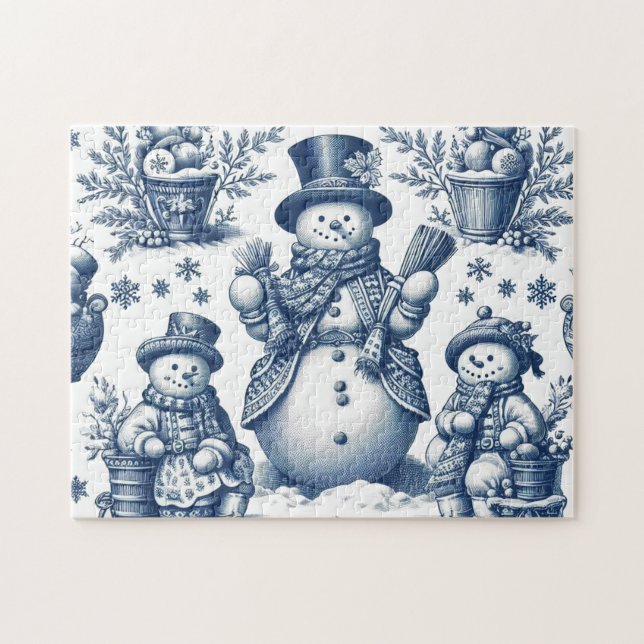 Toile Snögubbe Winter Scene Jigszle Puzzle Pussel (Horisontell)