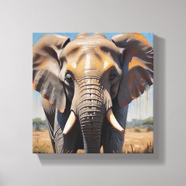 Toile Tableau Deco Portrait D'Un Eléphant Doux Canvastryck (Framsida)