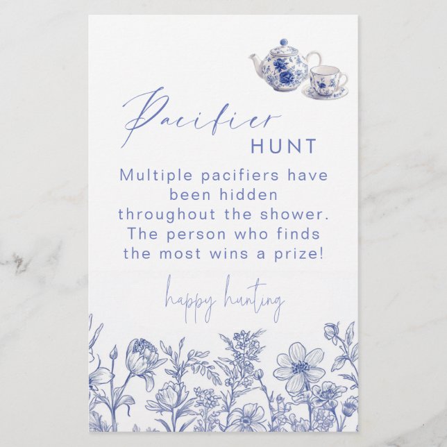 Toile Tea Time Baby Shower Nappar Hunt (Framsida)