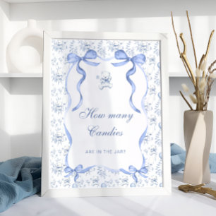 Toile Teddy Bear Bow Gissa hur många godisar Poster
