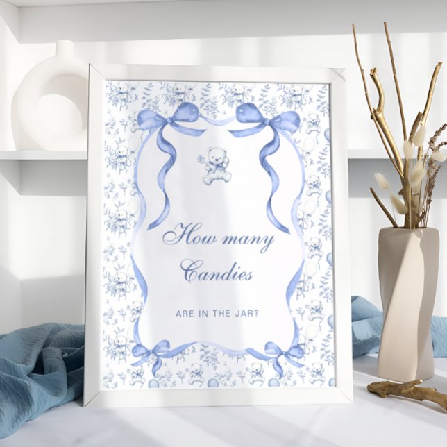 Toile Teddy Bear Bow Gissa hur många godisar Poster (Skapare uppladdad)