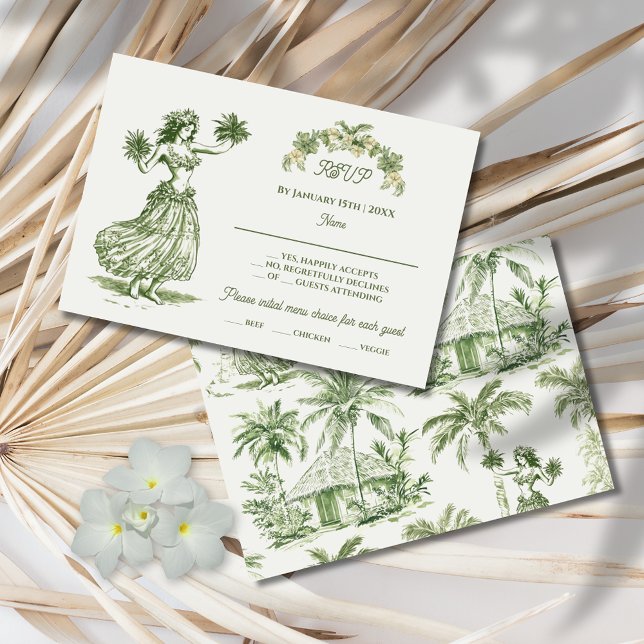 Toile Tropical Hawaiian Island Bröllop OSA Inbjudningar (Skapare uppladdad)
