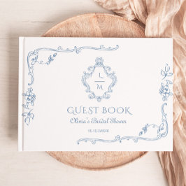 Toile Vintage blommig Crest Bröllopsfest Gästböcker