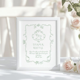 Toile Vintage Chinoiserie Diaper raffle Poster
