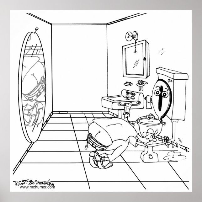 Toilet är pinsamt av en rörmokars rumpa. poster (Framsidan)