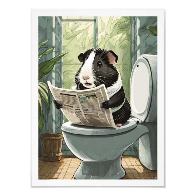 Toilet Black and White Guinea Gris Fototryck (Framsidan)