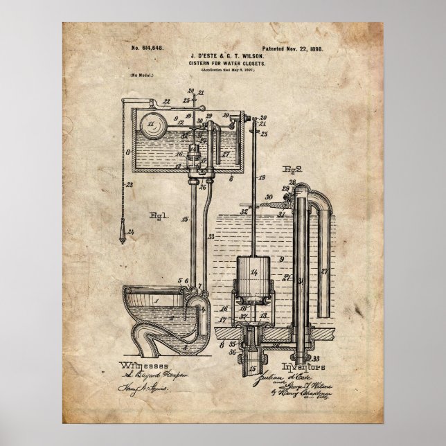 Toilet Cistern Patent Poster (Framsidan)