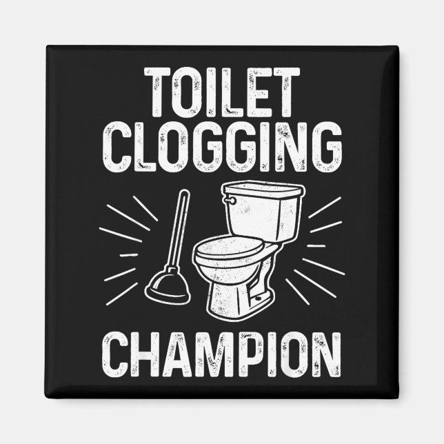 Toilet Clogging Chamon Funny Graphic Toilet Cloggi Magnet (Framsidan)