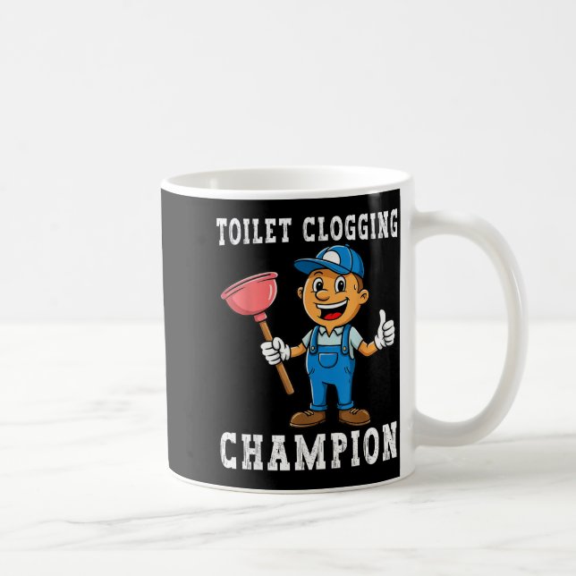Toilet Clogging Chamon Funny Plumber Humor Joke Da Kaffemugg (Höger)