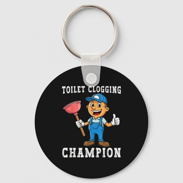 Toilet Clogging Chamon Funny Plumber Humor Joke Da Nyckelring (Framsida)