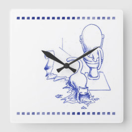 Toilet Drinking Kattunge Bathroom Toile-utseende Fyrkantig Klocka