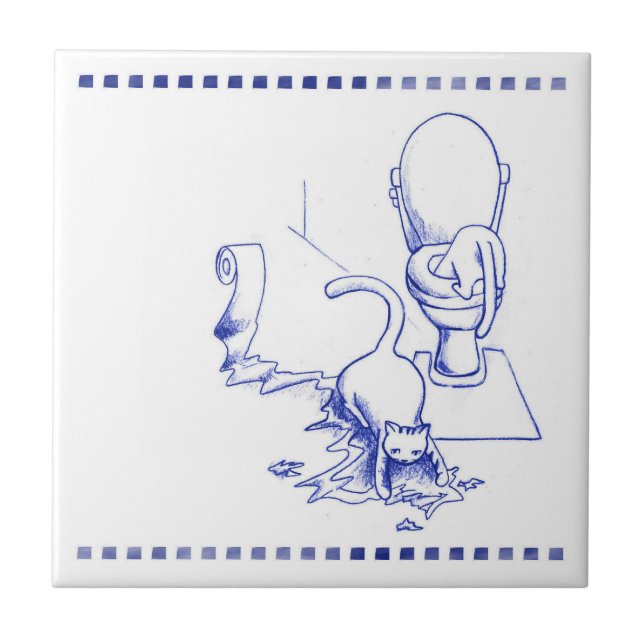 Toilet Drinking Kattunge Bathroom Toile-utseende Kakelplatta (Framsidan)