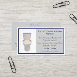 Toilet för grått Blue Plumber VS-tjänster Visitkort