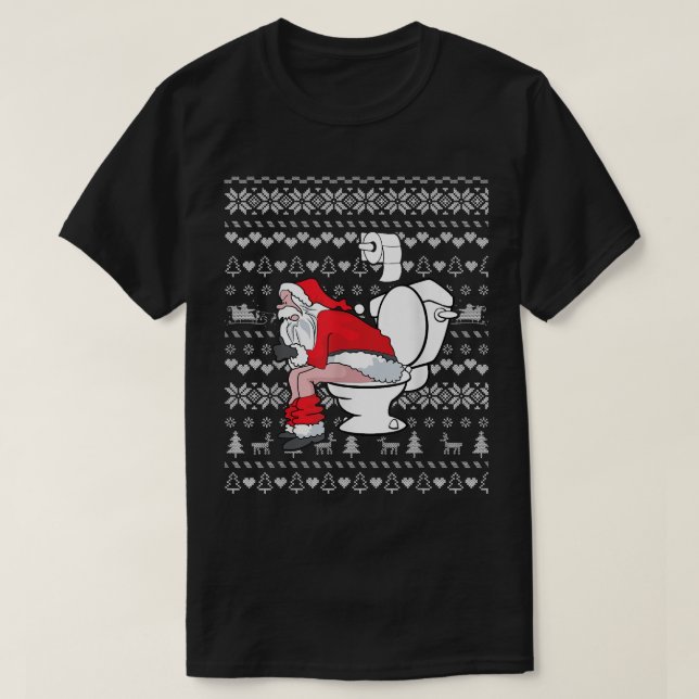 Toilet Funny Santa Ugly jul Sweater Funny Gi T Shirt (Design framsida)
