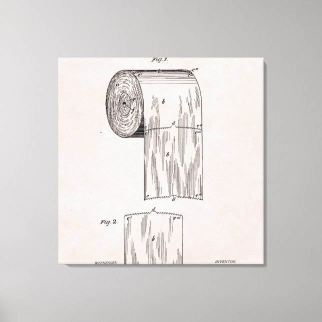 Toilet Papper Patent nr 465,588 av S. Wheeler 1891 Canvastryck (Framsida)