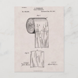 Toilet Papper Patent nr 465,588 från S. Hjul 1891 Vykort