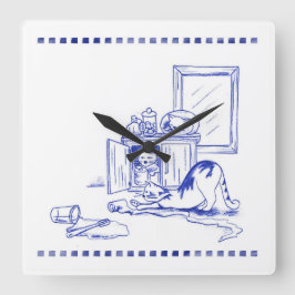 Toilet Papper Roligt Kattunge Bathroom Toile-utsee Fyrkantig Klocka