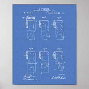 Toilet Papper Roll 1891 Patent Art Blueprint Poster