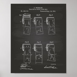 Toilet Papper Roll 1891 Patent Art Chalkboard Poster