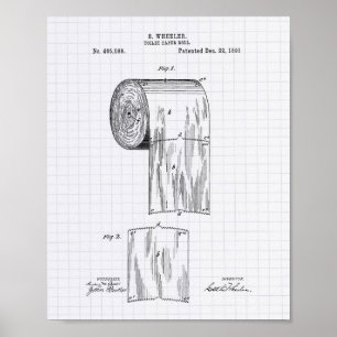 Toilet Papper Roll 1891 Patent Art - Led Peper Poster