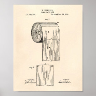 Toilet Papper Roll 1891 Patent Art - Old Peper Poster
