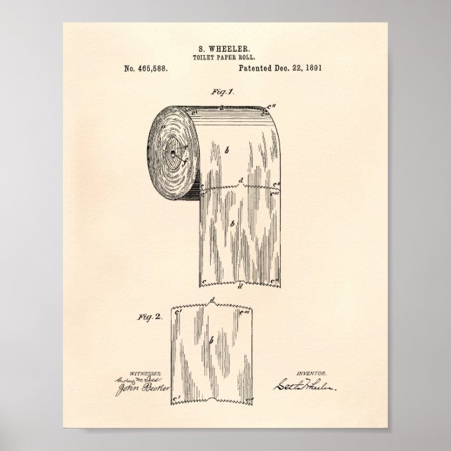 Toilet Papper Roll 1891 Patent Art - Old Peper Poster (Framsidan)