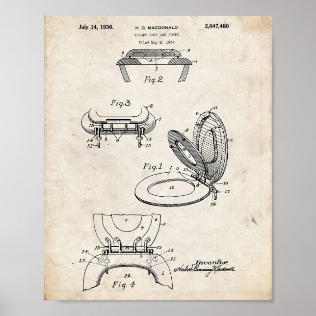 Toilet Papper Roll Patent Poster (Framsidan)