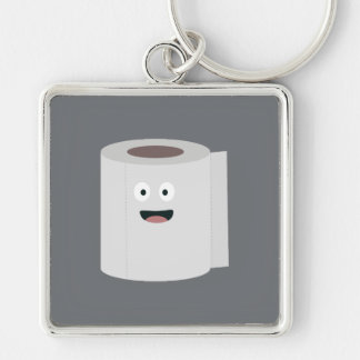 Toilet papprare med ansikte fyrkantig silverfärgad nyckelring