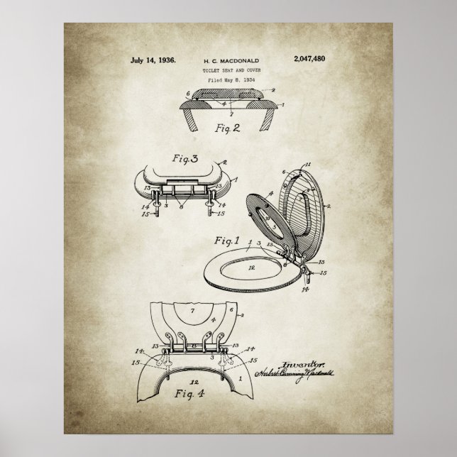 Toilet Seat Patent Poster (Framsidan)