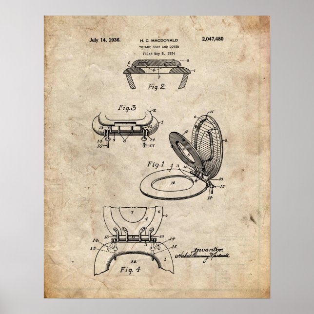 Toilet Seat Patent Poster (Framsidan)
