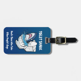 Toilet Shark Funny Blue Tecknad Bagagebricka