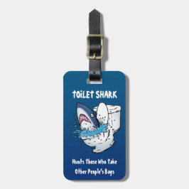 Toilet Shark Funny Blue Tecknad Bagagebricka