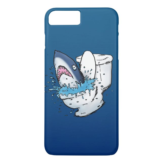 Toilet Shark Funny Blue Tecknad Case-Mate iPhone Skal (Baksida)